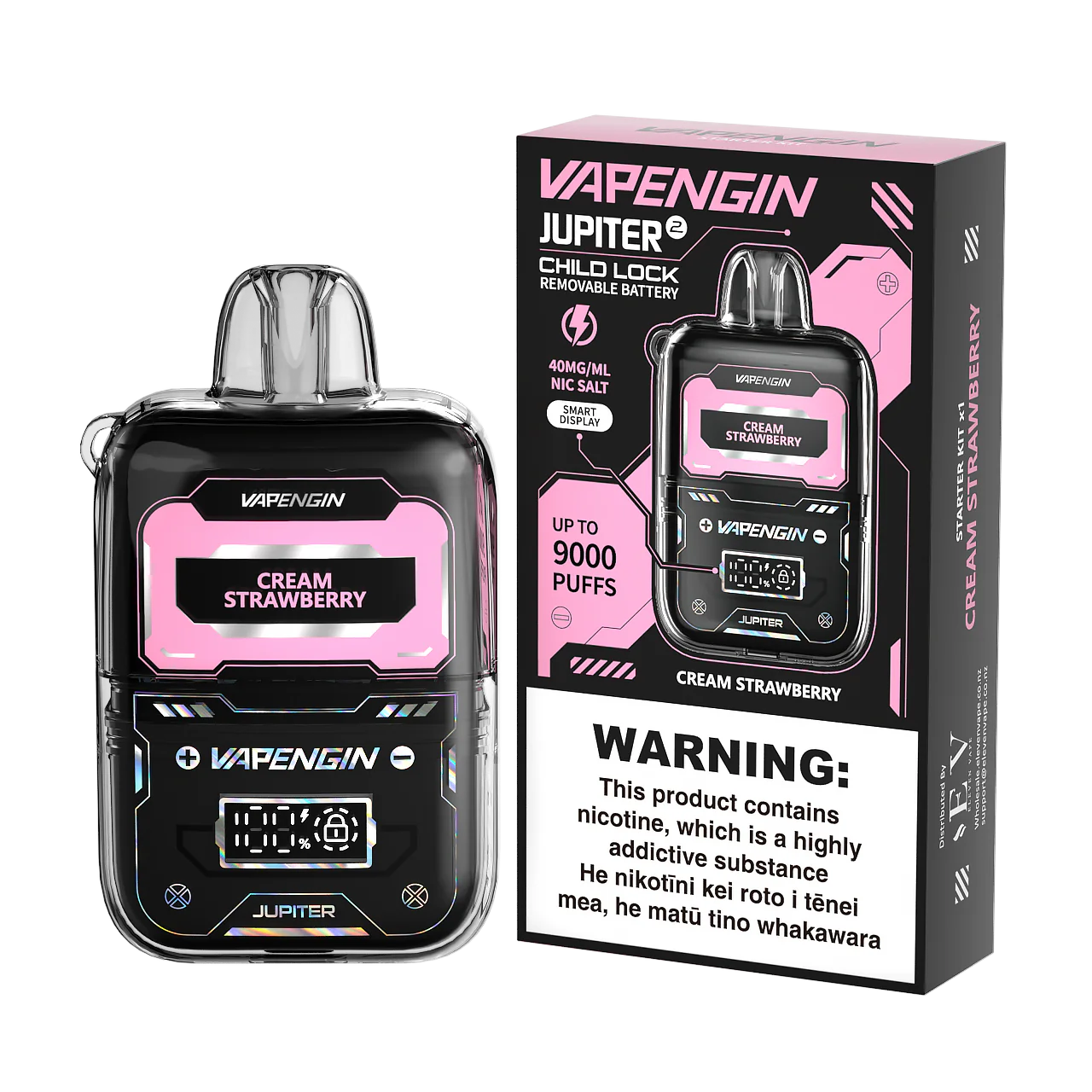 Vapengin Jupiter 2 Cream Strawberry disposable vape with creamy strawberry flavor