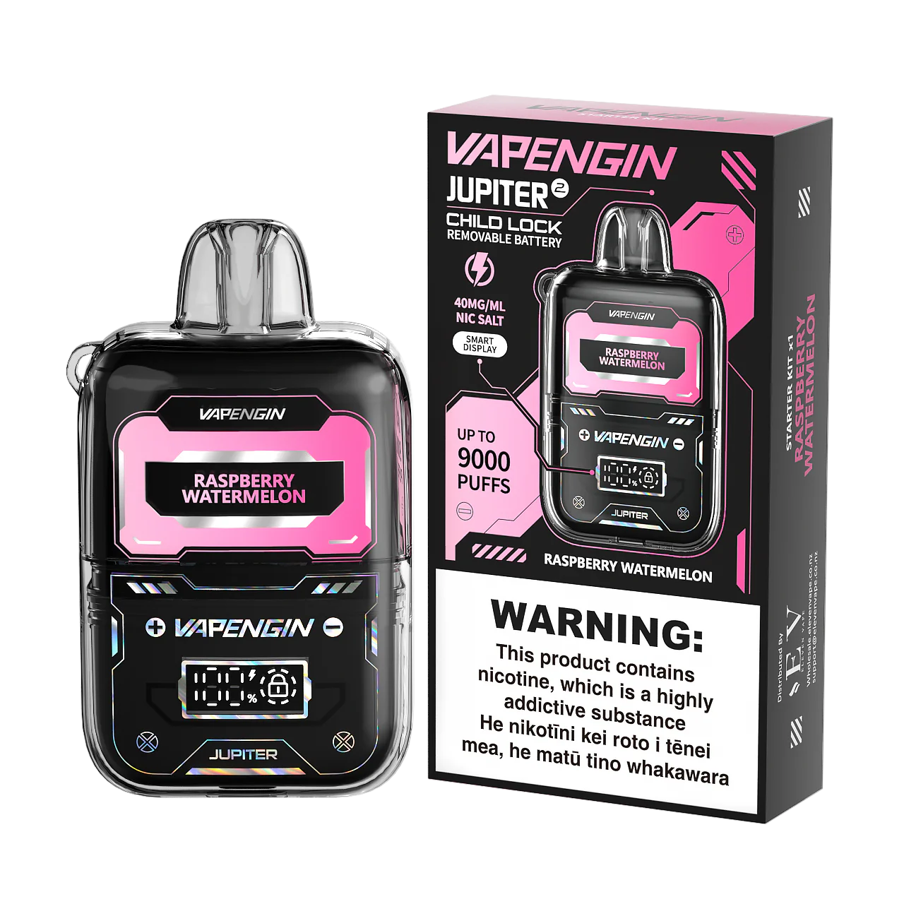 Vapengin Jupiter 2 Raspberry Watermelon disposable vape with raspberry and watermelon flavor