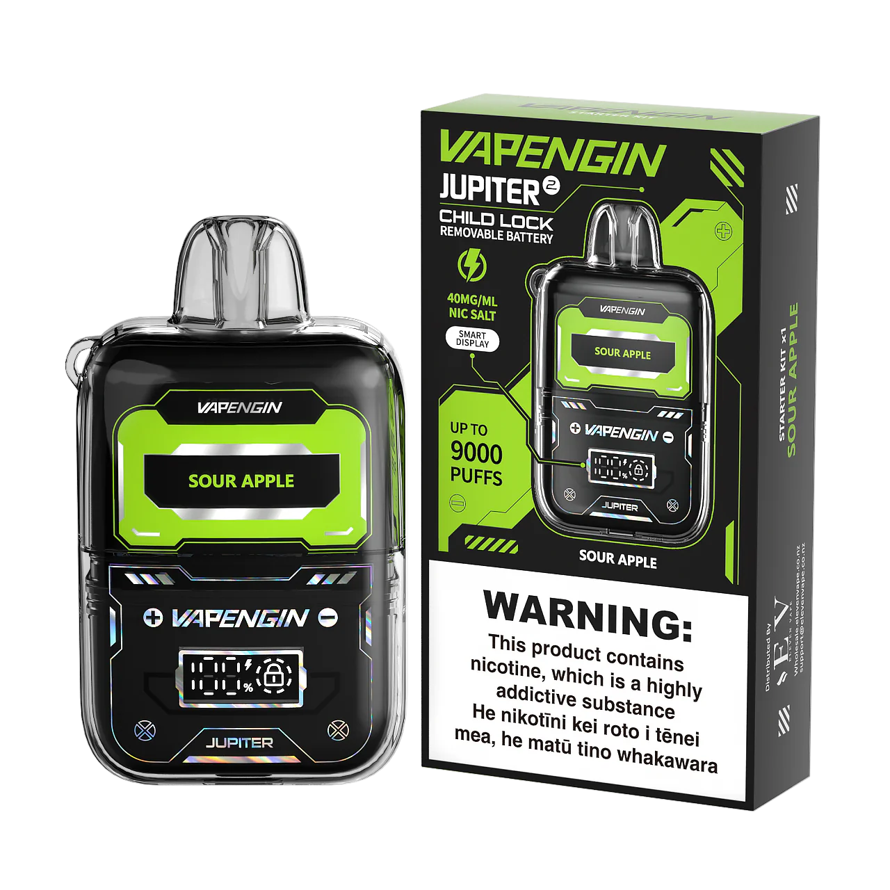 Vapengin Jupiter 2 Sour Apple disposable vape with sour apple flavor